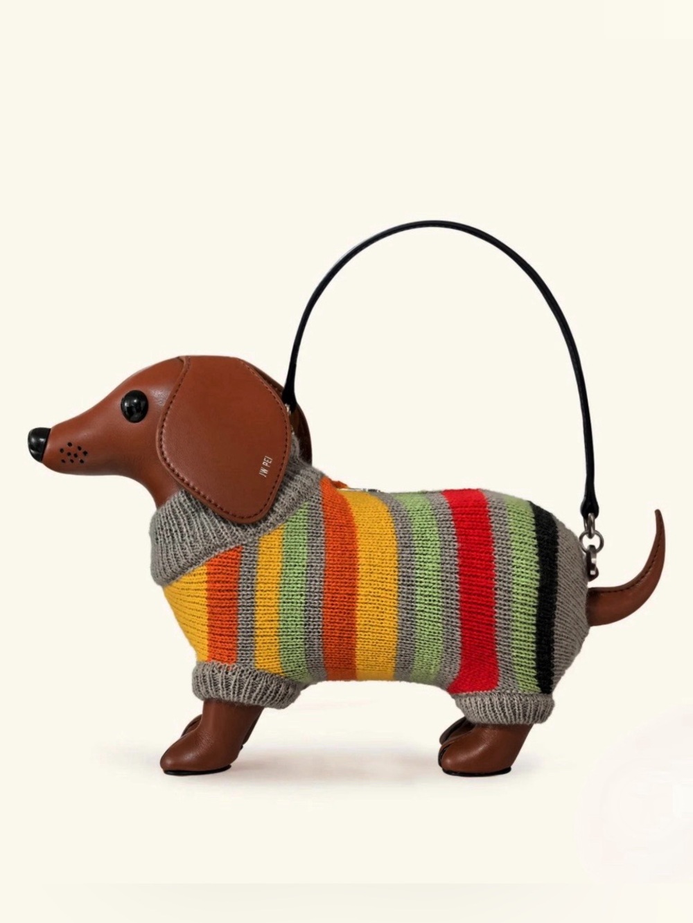 JW Pei NEW in Box Dachshund Bag, xbody strap, striped sweater, Brn/Multi, 13x8.5